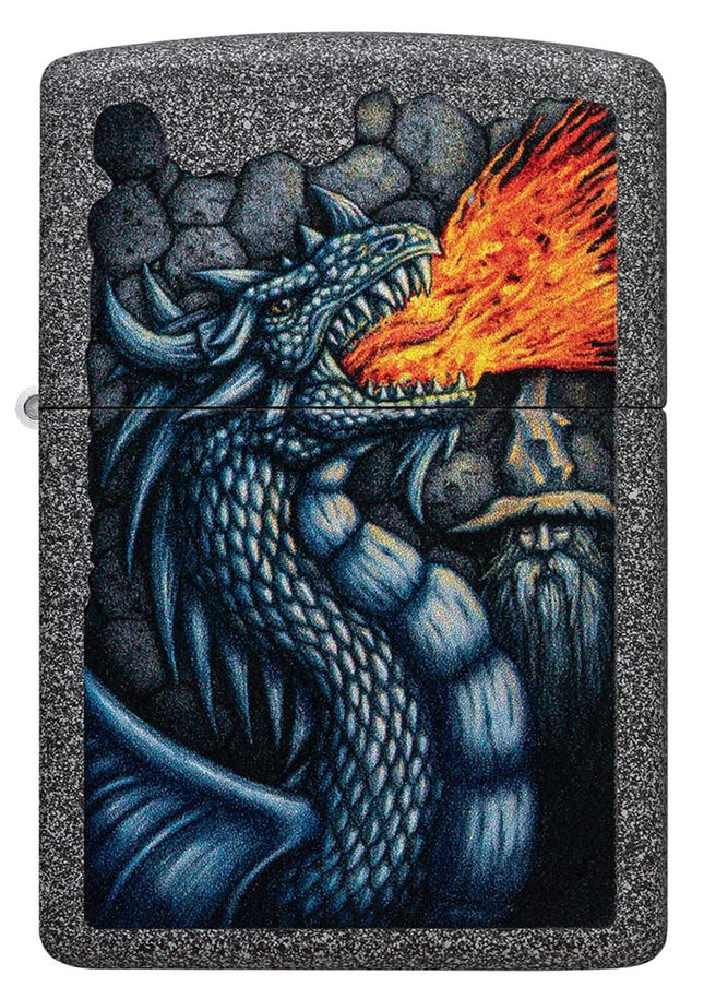 Zippo Fiery Dragon Design Iron Stone Pocket Lighter 49776-093993