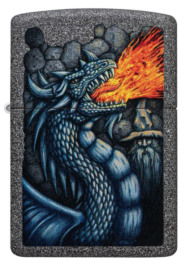 Zippo Fiery Dragon Design Iron Stone Pocket Lighter 49776-093993