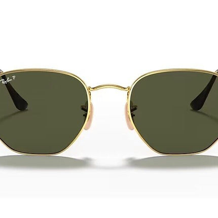 Ray-Ban Hexagonal Polished Gold Frame /G-15 Green Polarized RB3548N 001-5851 NEW