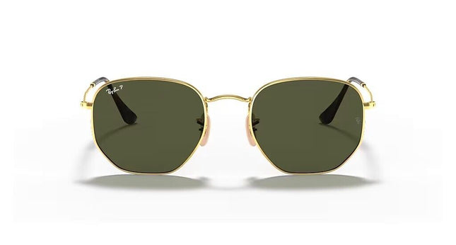 Ray-Ban Hexagonal Polished Gold Frame /G-15 Green Polarized RB3548N 001-5851
