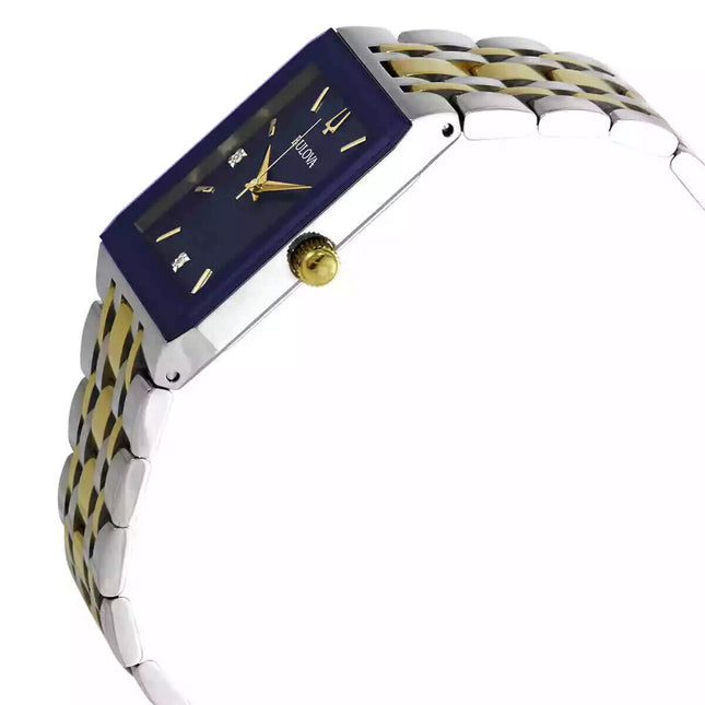 Bulova Men's Quadra Quartz Blue Dial Watch - 98D154