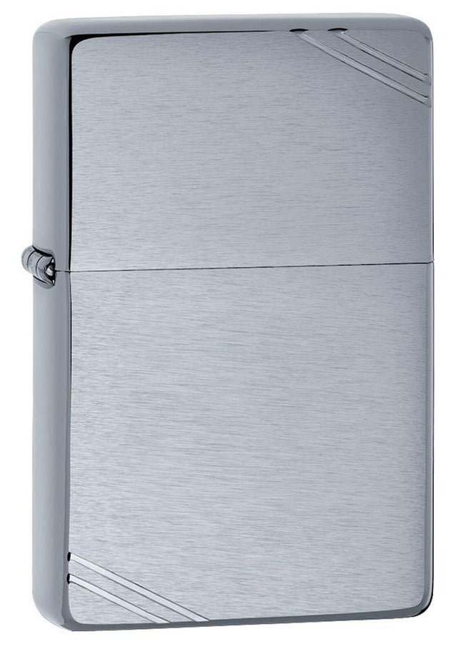 Zippo Vintage Brushed Chrome with Slashes Pocket Lighter, 230-000216