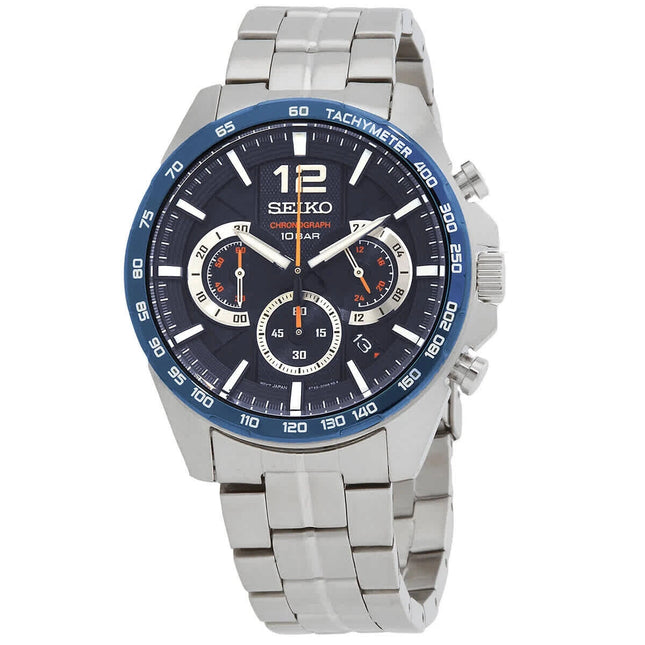 Seiko Men's Essentials Chronograph Quartz Blue Dial Watch - SSB345P1 NEW