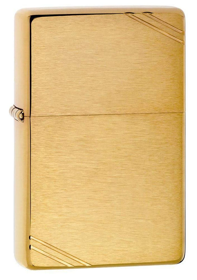 Zippo 240 Vintage Brushed Brass with Slashes Pocket Lighter, Classic