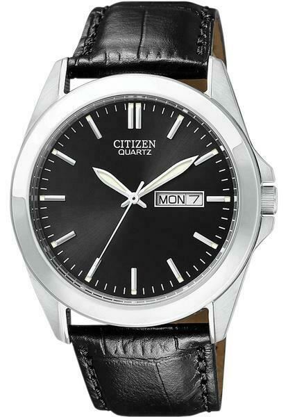 Citizen Men's Dress Black Dial Black Leather Watch - BF0580-06E