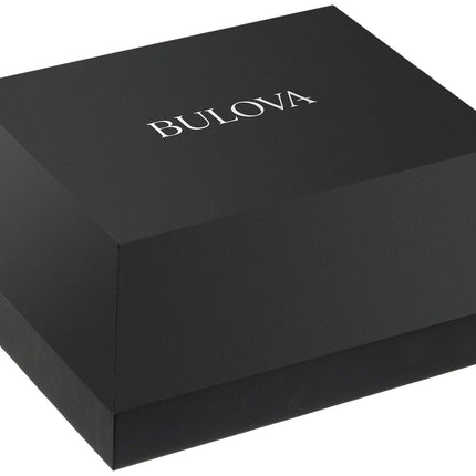 Bulova Men's Classic Stainless Steel Box Set with Black Dial Quartz Date Watc...