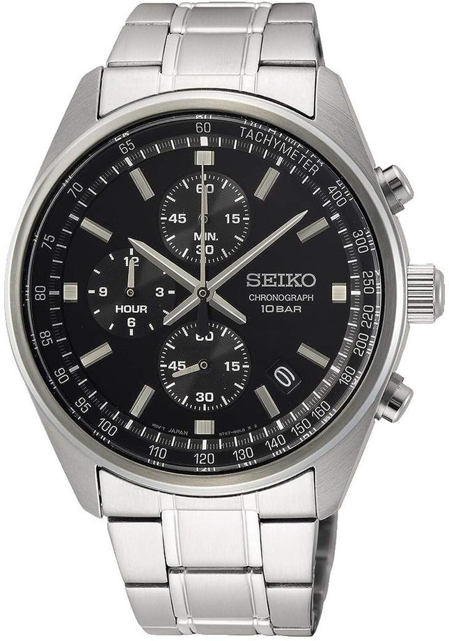 Seiko Chronograph Quartz Black Dial Men's Watch SSB379