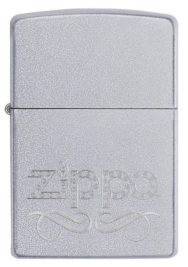 Zippo Scroll Pocket Lighter, Satin Chrome, 24335-000034