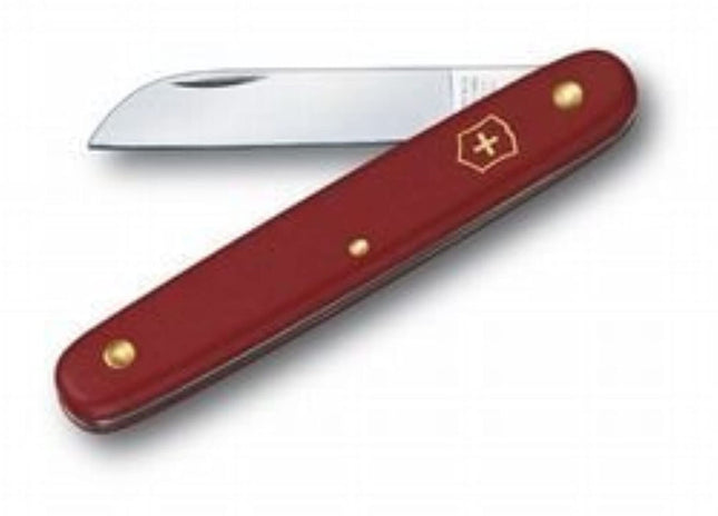 Victorinox Floral Knife, straight 4" blade, red handle 3.9050