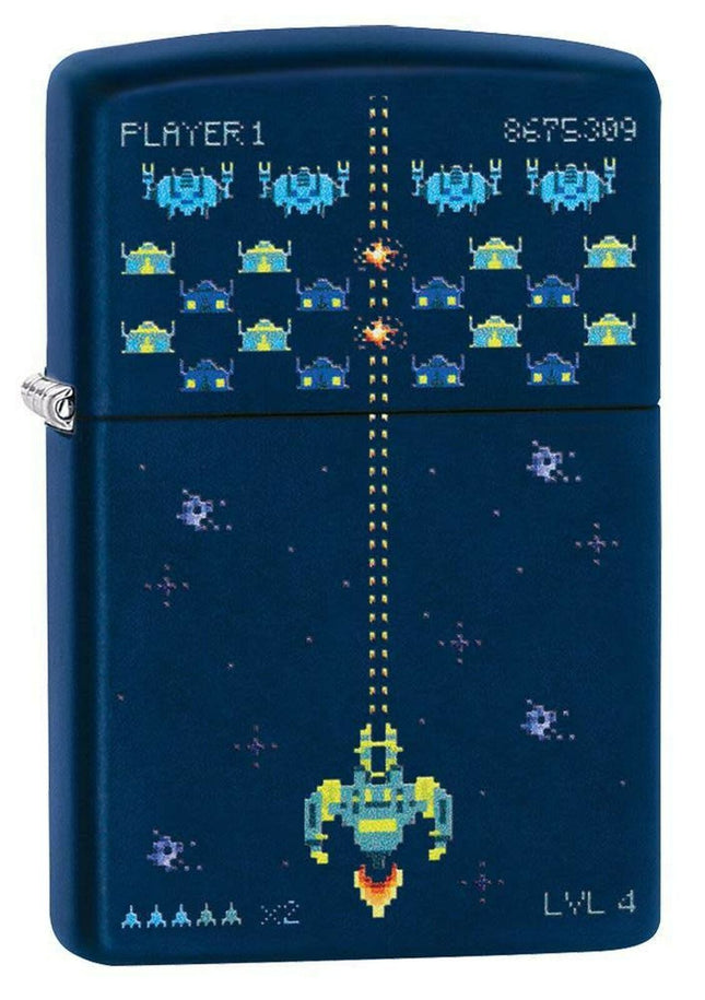 Zippo Pixel Game Design Navy Matte Pocket Lighter