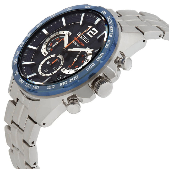 Seiko Men's Essentials Chronograph Quartz Blue Dial Watch - SSB345P1 NEW