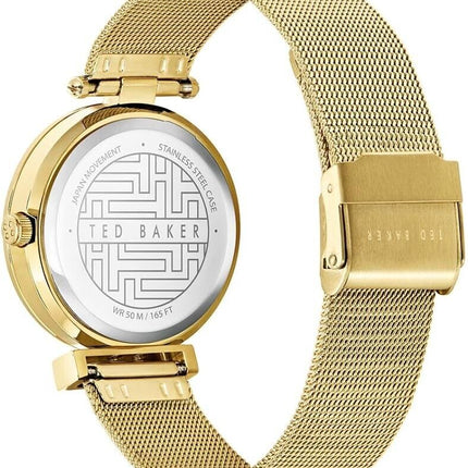 Ted Baker Ladies Bow Mesh Quartz Yellow Gold Plated Watch - BKPBWF006 NEW