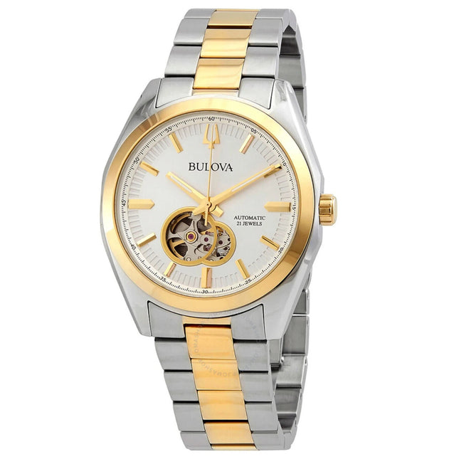 Bulova Men's Surveyor Automatic Silver Dial Two-tone Watch - 98A284