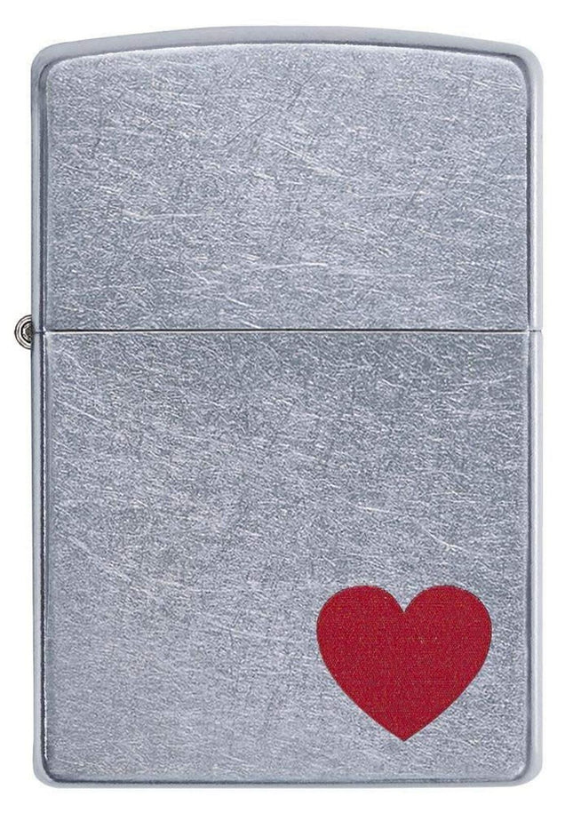 Zippo Red Heart Pocket Lighter, Street Chrome, One Size