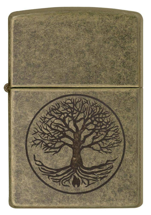 Zippo "Tree of Life Pocket Lighter, Antique Brass, One Size (29149)