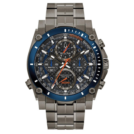 Bulova Men's Precisionist Gray Ion-Plated Stainless Steel 8-Hand Chronograph ...