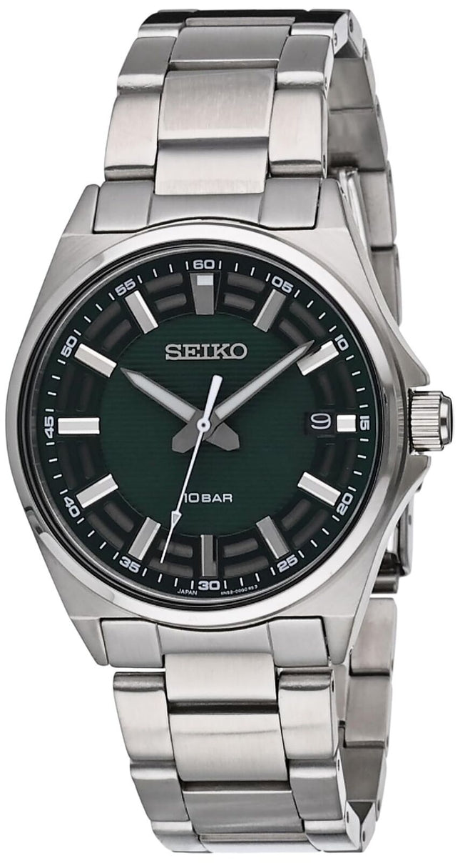 SEIKO Men's Quartz Green Dial Stainless Steel Watch SUR503P1