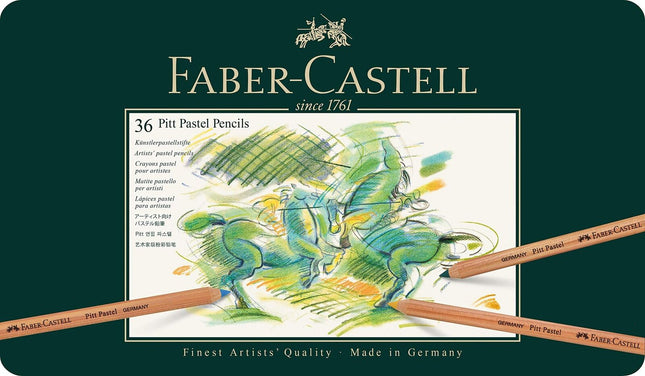 Faber-Castel FC112136 Pitt Pastel Pencils in A Metal Tin (36 Pack), Assorted