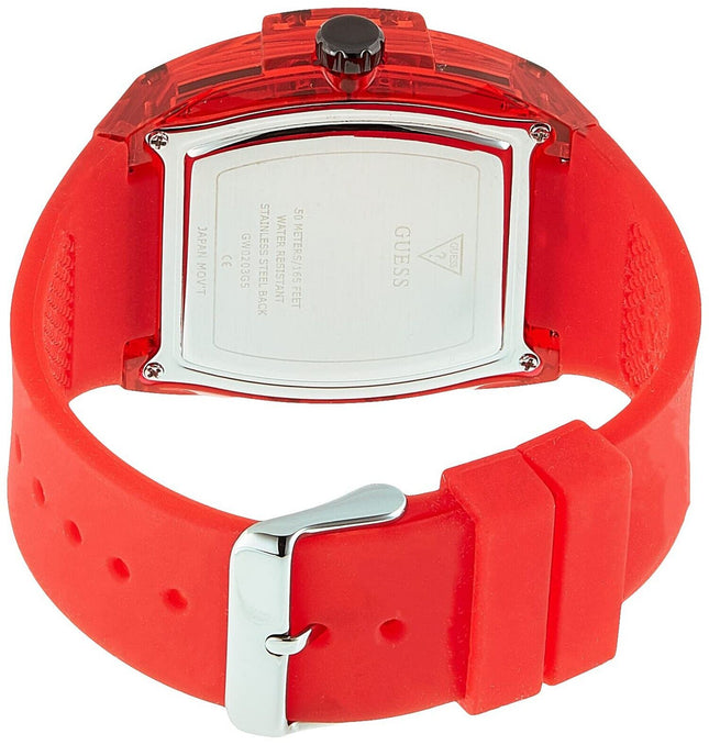 GUESS Men's Polycarbonate Quartz Watch with Silicone Strap Red GW0203G5