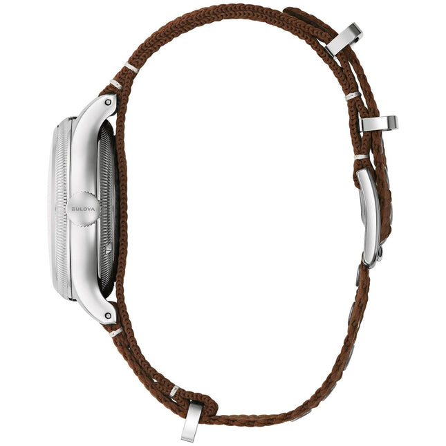 Bulova Men's Military A11 Automatic Watch Brown Leather Strap 96A282