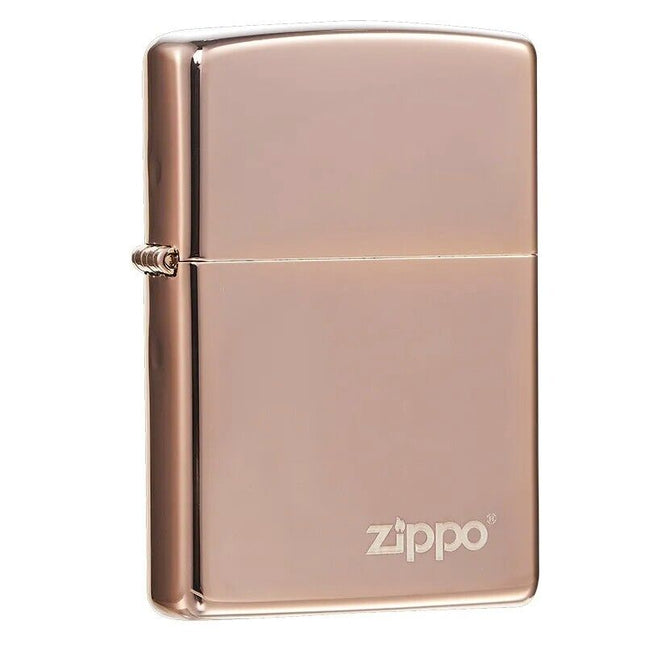 Zippo High Polish Rose Gold Zippo Logo Pocket Lighter