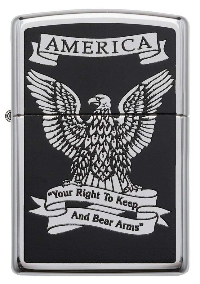 Zippo American Eagle Pocket Lighter, High Polish Chrome 28290