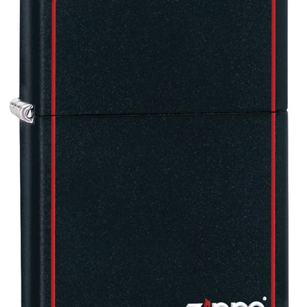 Zippo Black Matte with Red Border Pocket Lighter 218ZB-000063