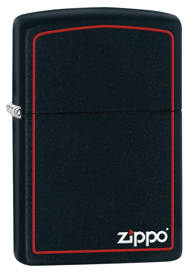 Zippo Black Matte with Red Border Pocket Lighter 218ZB-000063