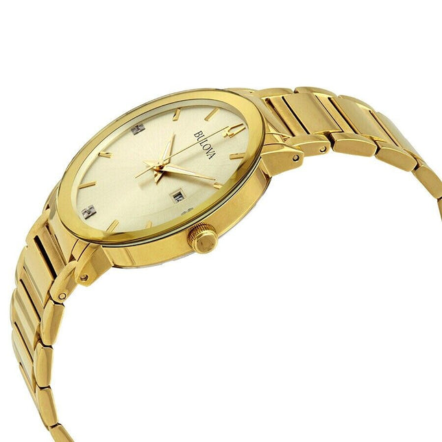 Bulova Men's Diamond Gold Dial Watch - 97D115 NEW