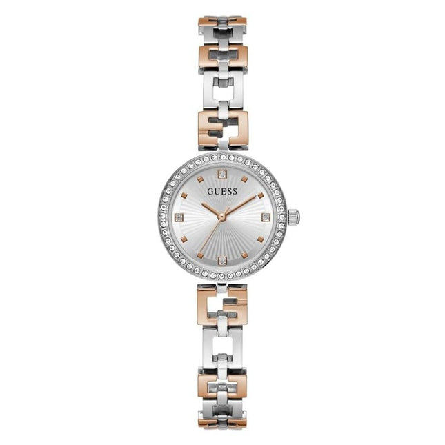 GUESS Women's 26mm Watch - Two-Tone G-Link Silver Dial Silver Case GW0656L2