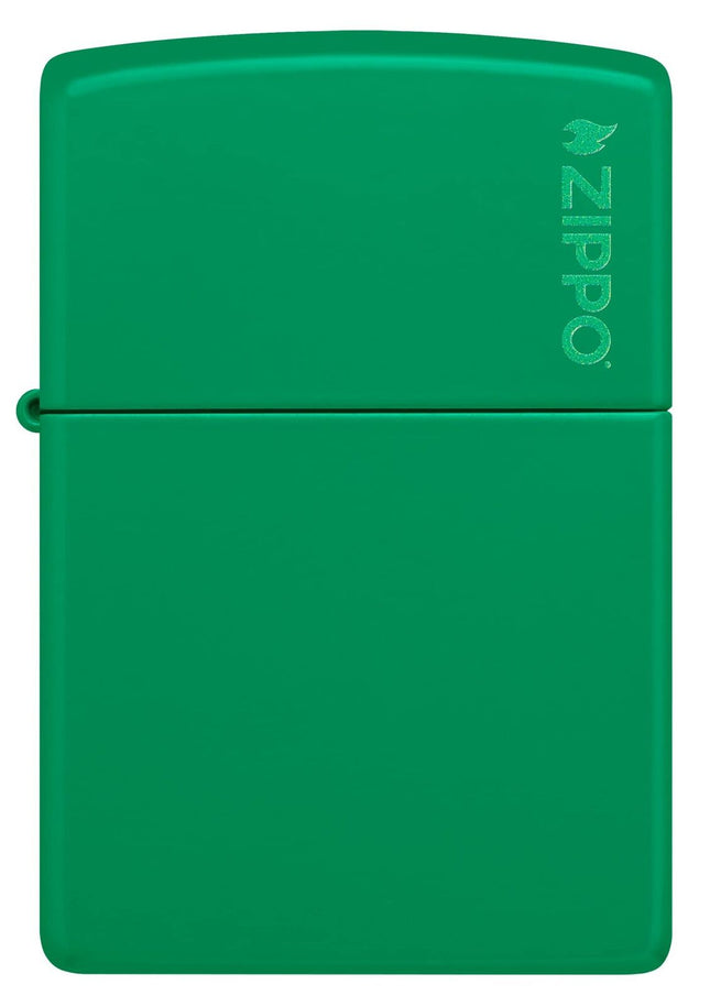 Zippo Grass Green Matte Logo Classic Pocket Lighter 48629ZL-103786