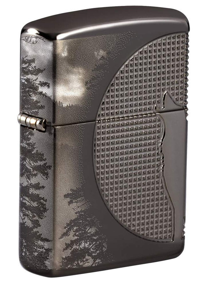 Zippo Armor Wolf Design Black Ice Pocket Lighter 49353-083523