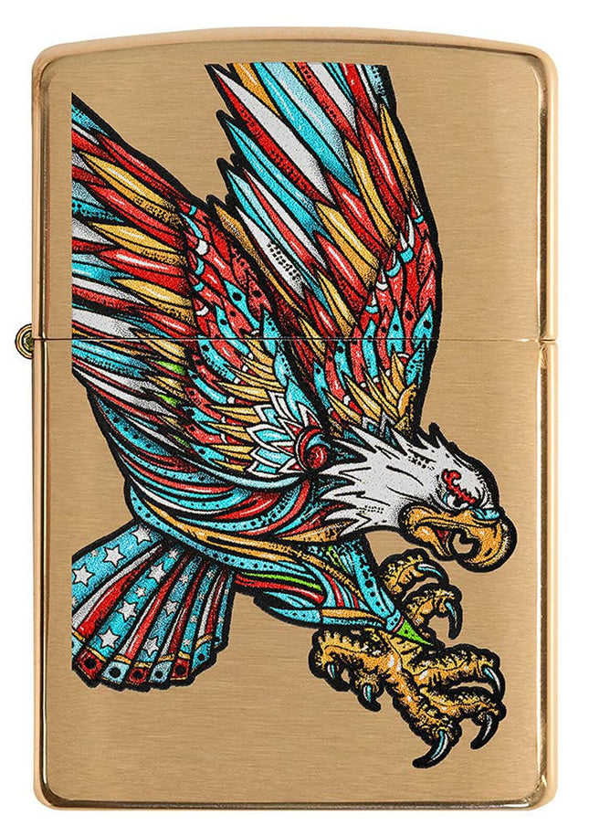 Zippo Tattoo Eagle Design Brushed Brass Pocket Lighter 49667-091441