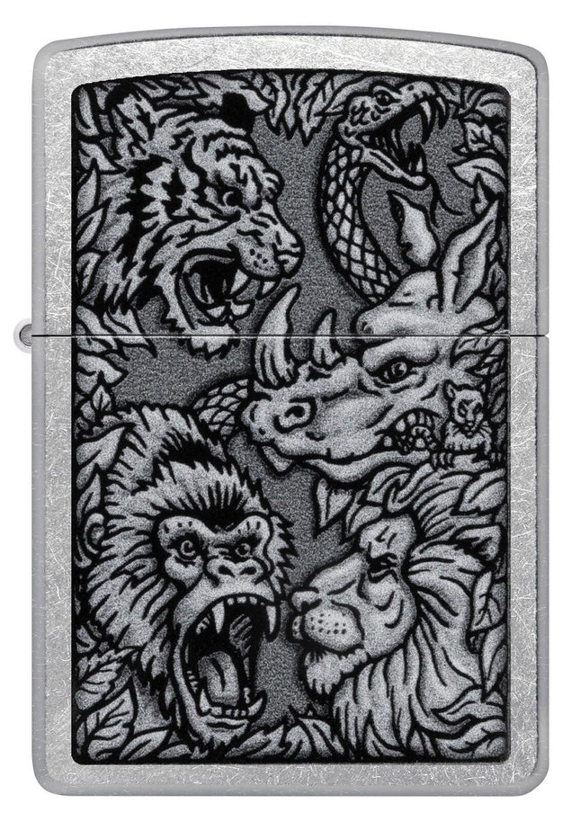 Zippo Jungle Design Street Chrome Pocket Lighter 48567-104130