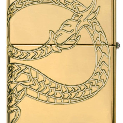 Zippo Chinese Dragon Armor High Polish Gold Plate Pocket Lighter 29265-000008