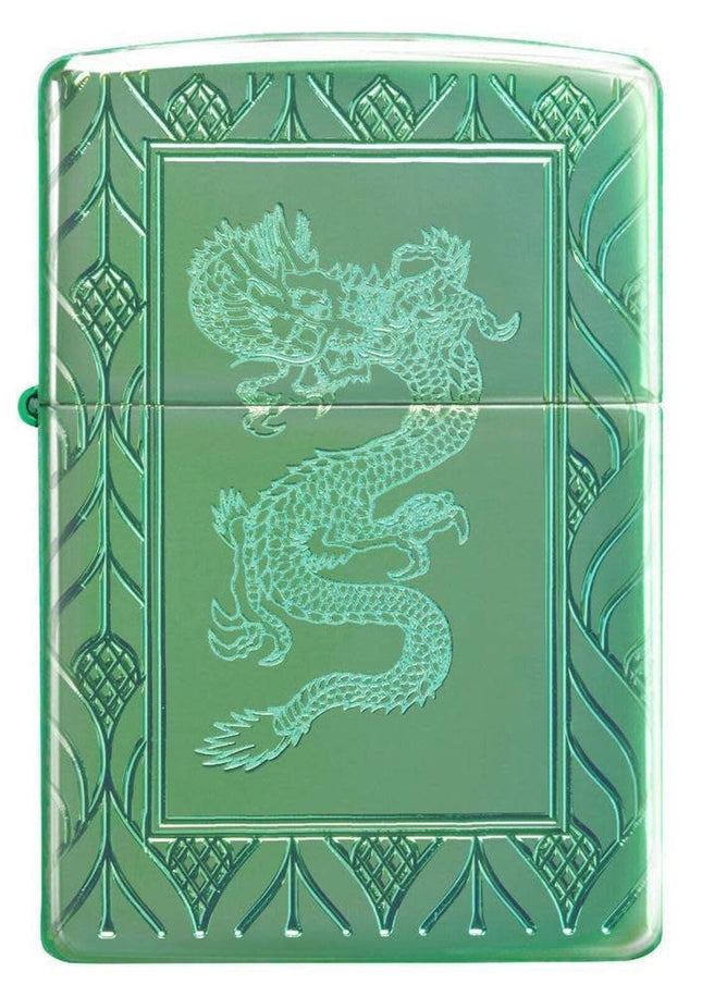 Zippo Armor High Polish Green Elegant Dragon Pocket Lighter 49054-075083