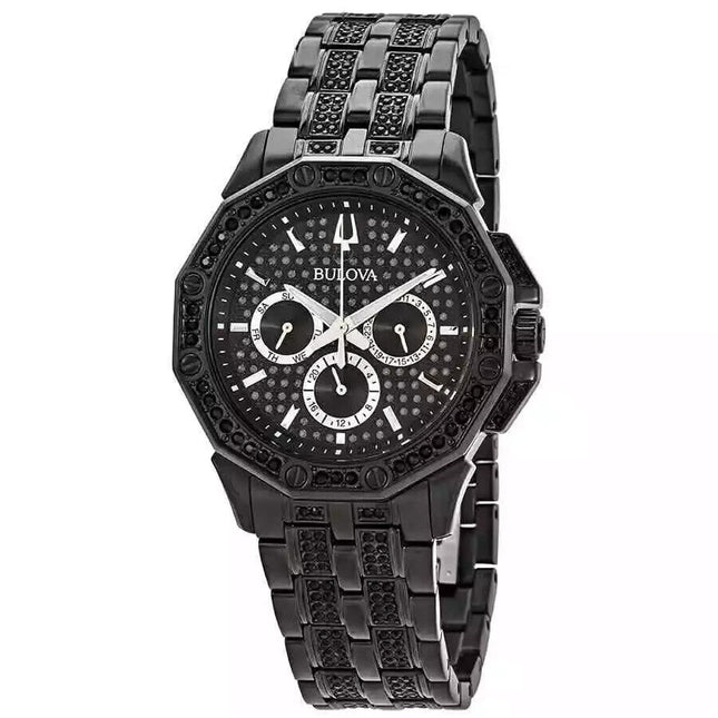 Bulova Men's Octava Black Dial Multifunction Watch - 98C134