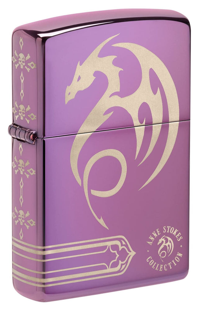 Zippo Anne Stokes Laser 360 High Polish Purple Pocket Lighter 48574-104151