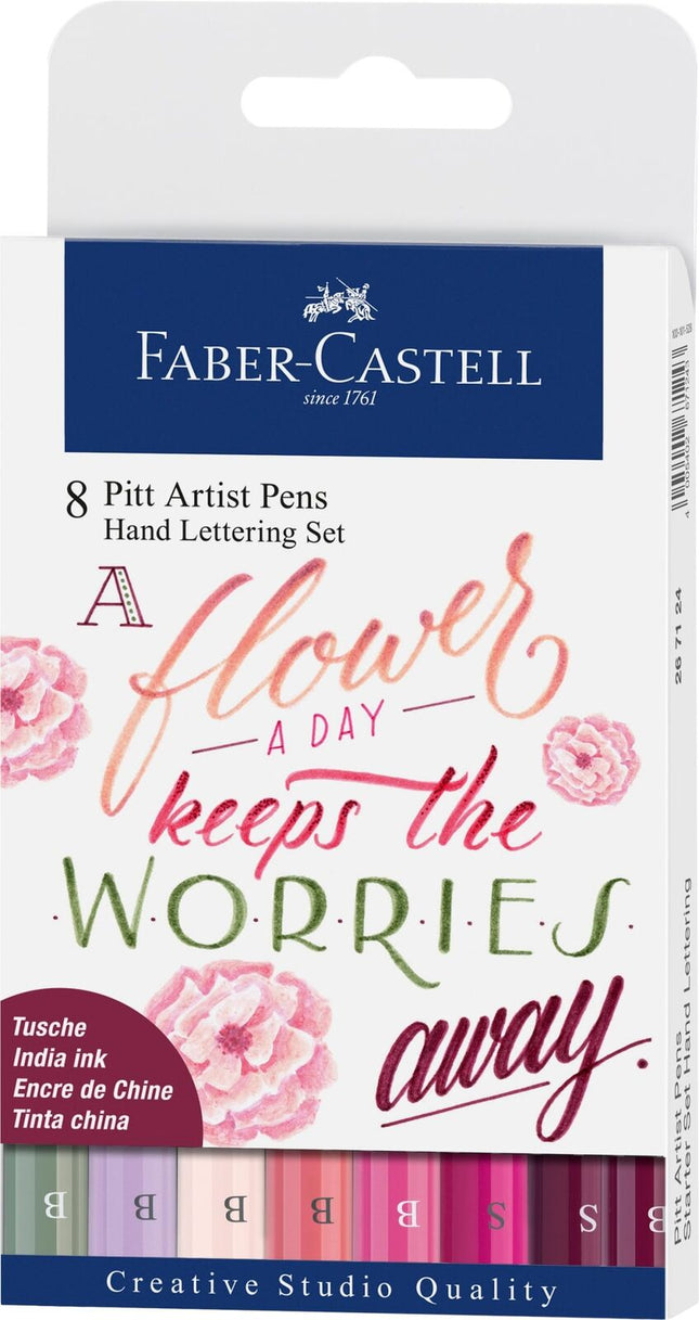 Faber-Castell Pitt Artist Pen Hand Lettering For Beginners Set - 8 Modern Cal...