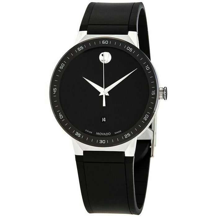 Movado Men's Swiss Sapphire Black Rubber Strap Watch 41mm (Model: 0607406)