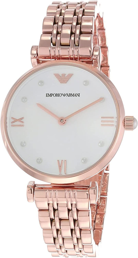 Emporio Armani Women's Quartz Watch with Stainless Steel Strap, Rose Gold, 14 (Model: AR11267)