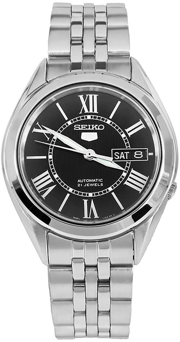 Seiko 5 SNKL35 Men's Stainless Steel Black Roman Dial Japanese Automatic Watch