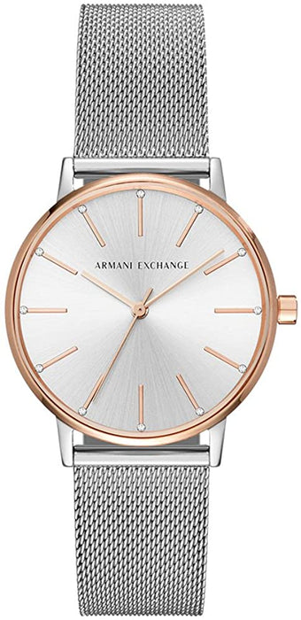 Armani Exchange Women's Stainless Steel Quartz Watch with Leather Strap