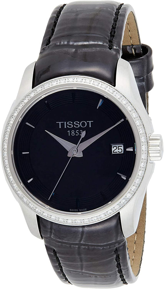 Tissot Couturier Black Dial Diamond Ladies Leather Watch T035.210.66.051.00