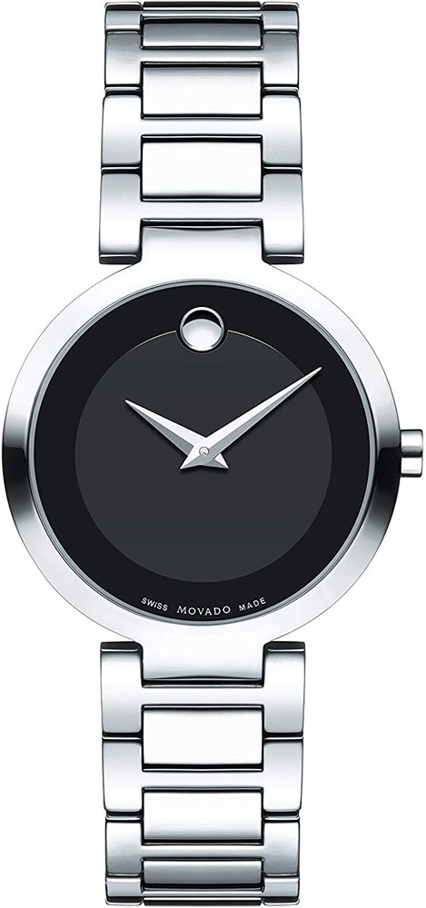 Movado Women's Modern Classic Stainless Steel Watch with Museum Dial, Black/Silver/Grey (607101)