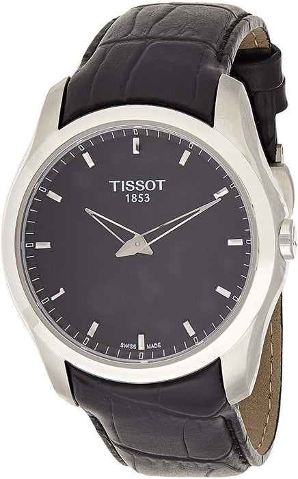 Tissot Couturier Secret Date Watch - Perpetual Calendar LED Digital Display - Stainless Steel 39mm Black Face Black Leather Swiss Quartz Watch with Gregorian and Chinese Calendars T035.446.16.051.01