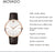 Movado Men's Ultra Slim Rose Gold Watch with a Printed Index Dial, Brown/Gold/White (Model 607089)