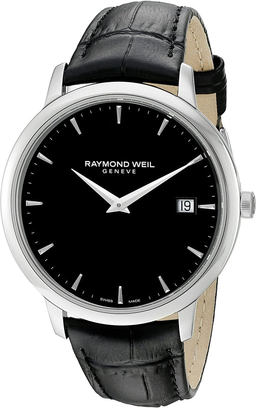 Raymond Weil Men's Toccata Stainless Steel Swiss-Quartz Watch with Leather Strap, Black, 18 (Model: 5588-STC-20001)