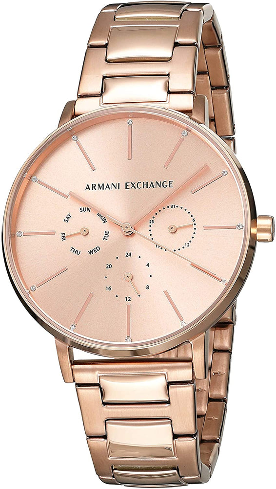 Armani Exchange Women's Lola Analog-Quartz Watch with Stainless-Steel-Plated Strap, Rose Gold, 18 (Model: AX5552)