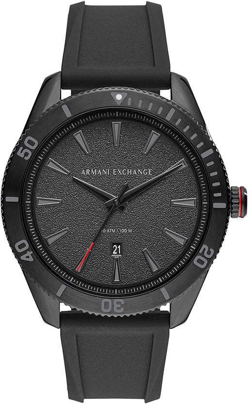 Armani Exchange Men's Enzo Black Silicone Strap Watch 46mm (AX1829)